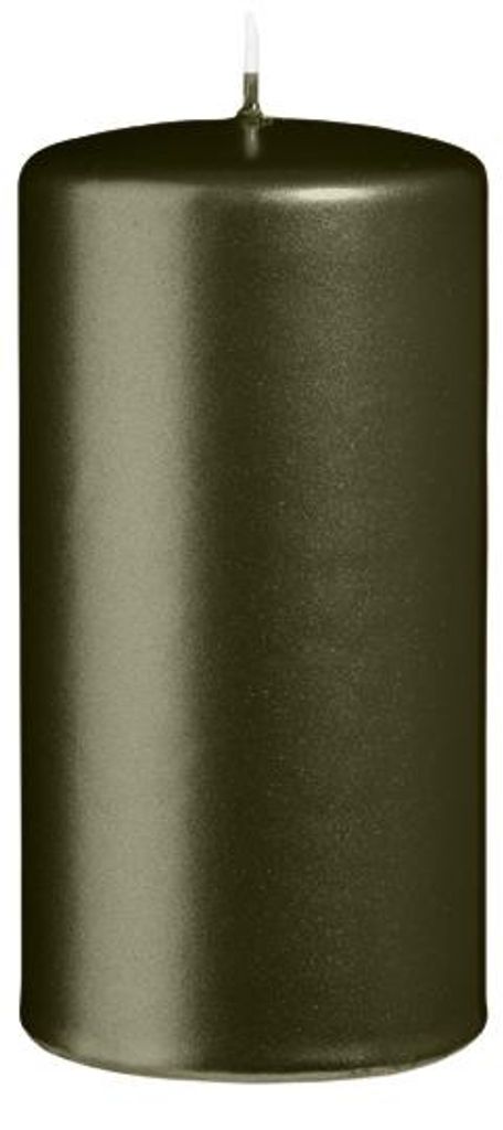 Stumpenkerzen Metallic Matt Olive 120 x Ø 60 mm, 12 Stück