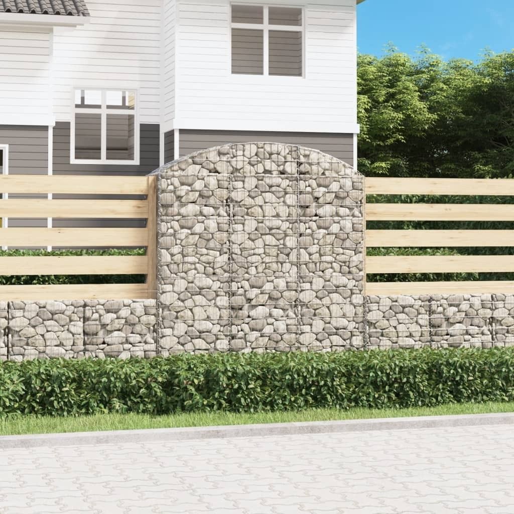 The Living Store Gabione mit Hochbogen 150x50x160/180 cm Verzinktes Eisen