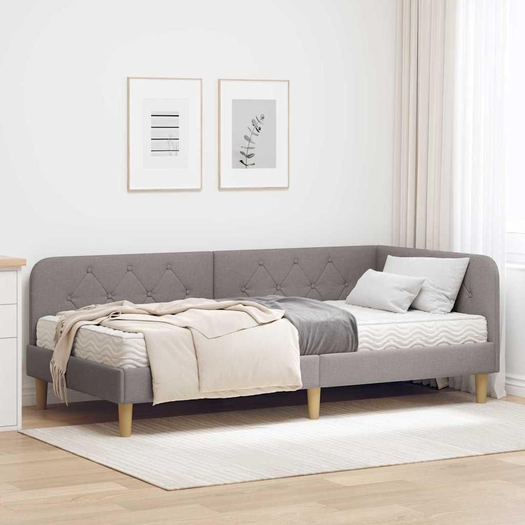 Maison Exclusive - Eckbettgestell Taupe 100 x 200 cm Stoff