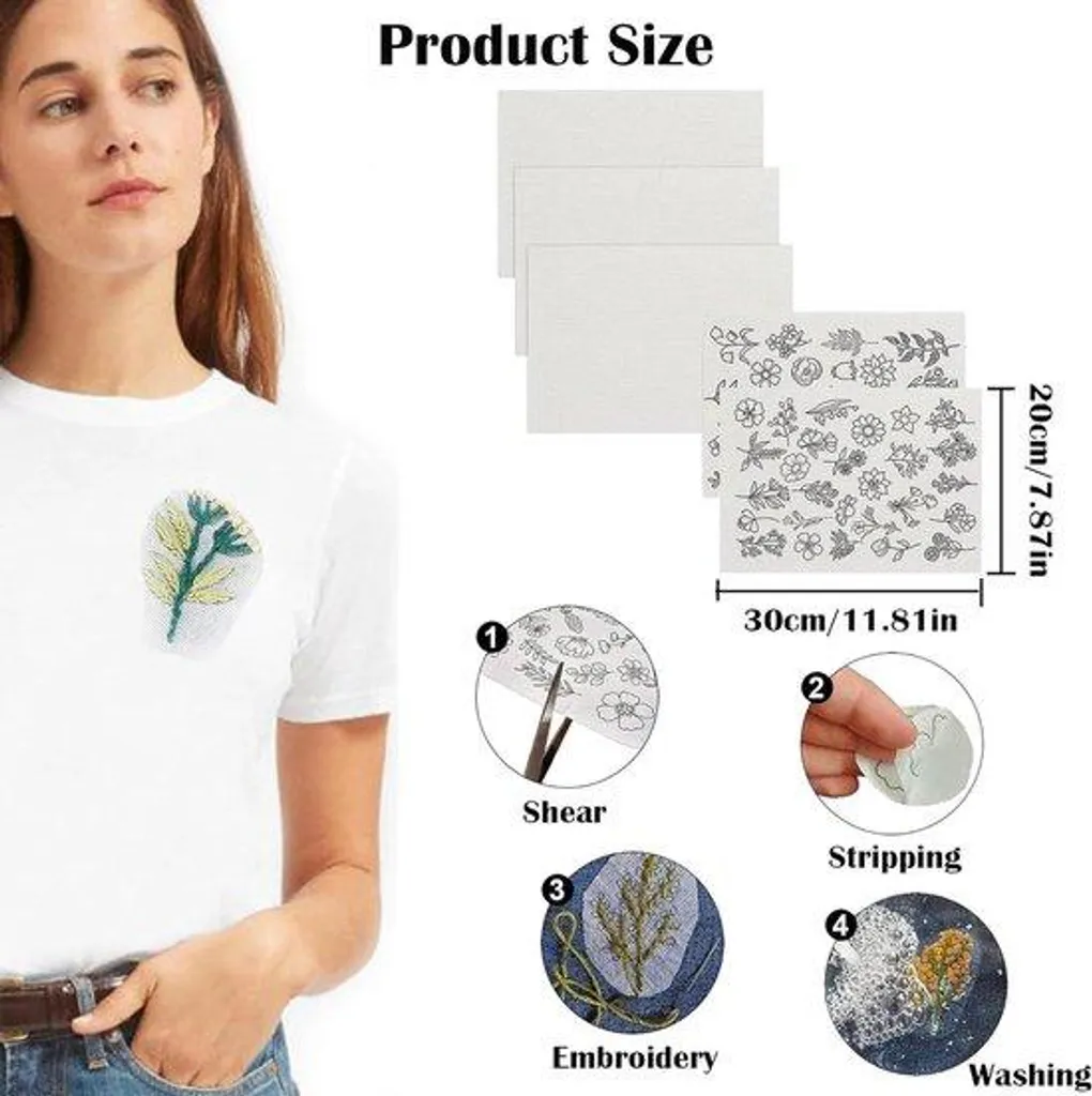 Film Soluble pour Broderie et Couture - Support Hydrosoluble 50 Feuilles