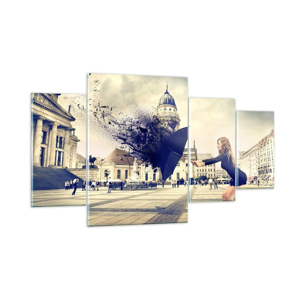 Bilder auf glas - Stadt landmarken quadrat regenschirm - 160x90cm - Glasbilder - Wandbilder - Kunstdruck - Wanddekoration aus Glas - Glas Bilder - ...
