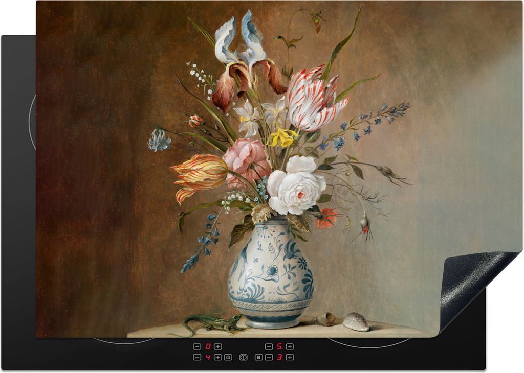 KitchenYeah Herdabdeckplatte Alte Meister - Blumen - Balthasar van der Ast , 75x52cm, Küche Deko, Glaskeramikkochfeld Herdabdeckung, Abdeckplatt...