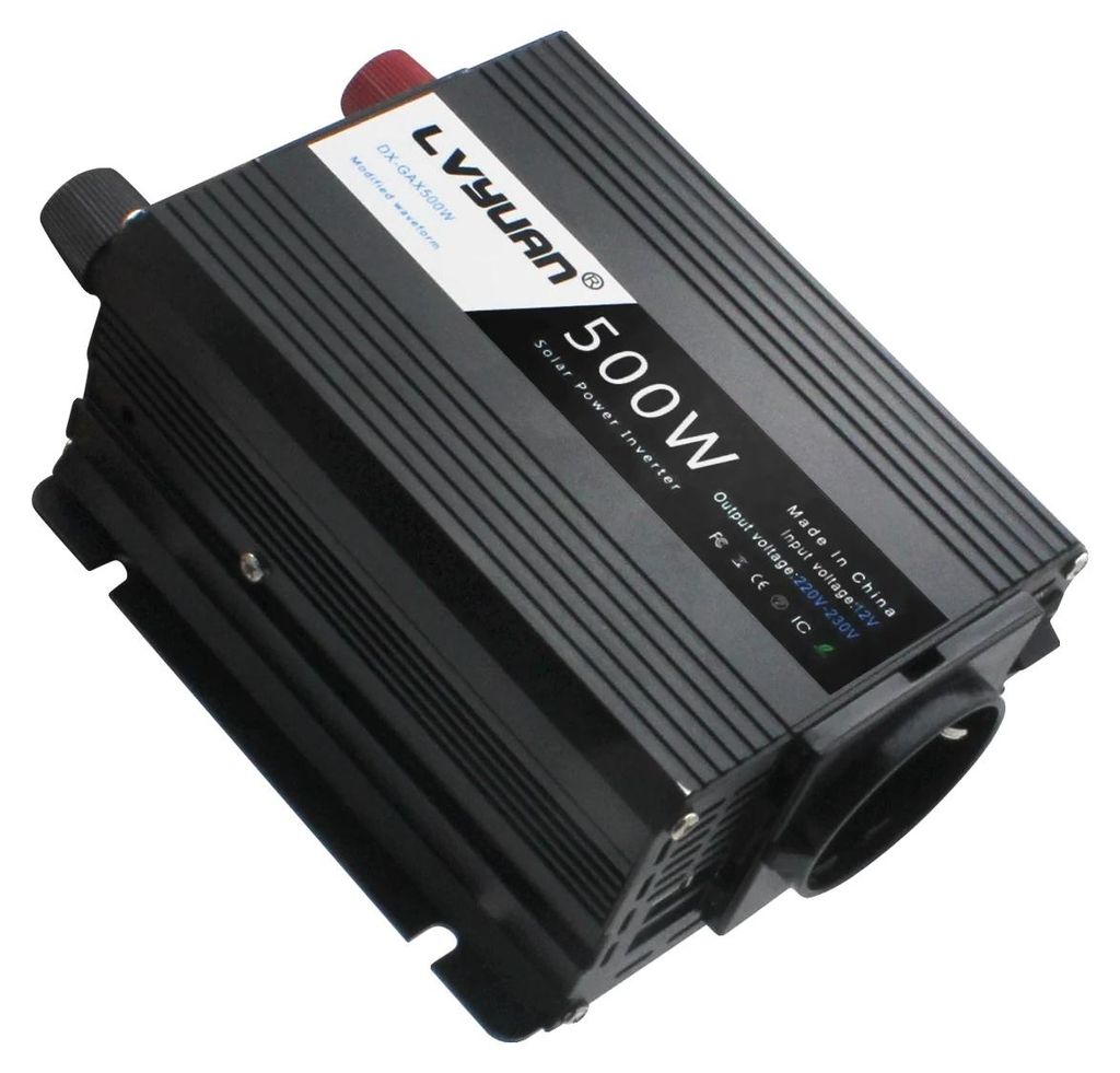 Wechselrichter, 500W Dauerleistung, 1000W Spitzenleistung, Schwarz