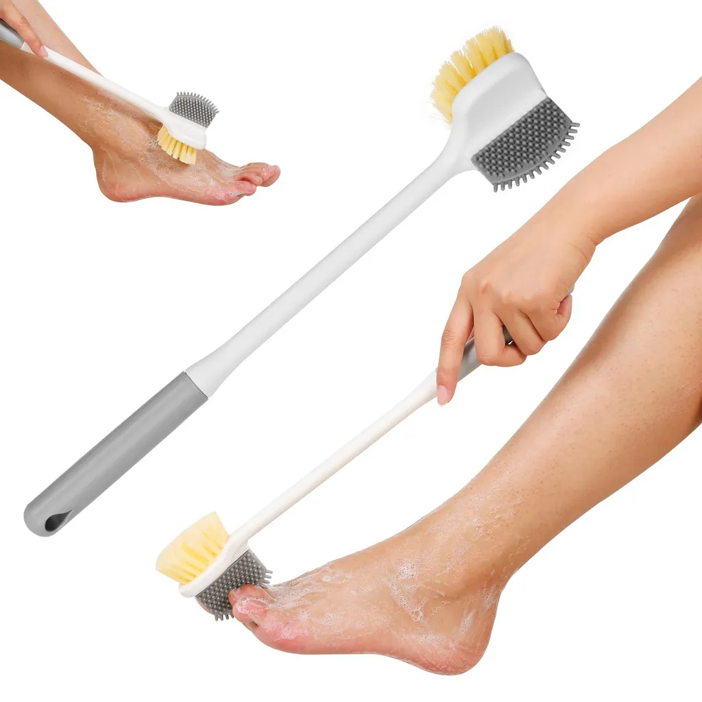 Lave-pieds ergonomique avec manche long et brosse à orteils intégrée