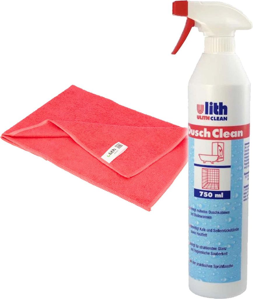 tecuro DuschClean, 750 ml Sprüh-Flasche - für Dusche/Wanne inkl. Mikrofasertuch