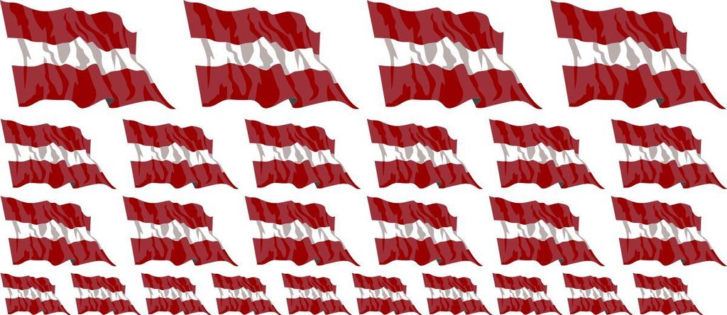 Mini Aufkleber Set - Pack wehend - 4x 51x31mm+ 12x 33x20mm + 10x 20x12mm- selbstklebender Sticker - Lettland - Flagge / Banner / Standarte fürs Au...