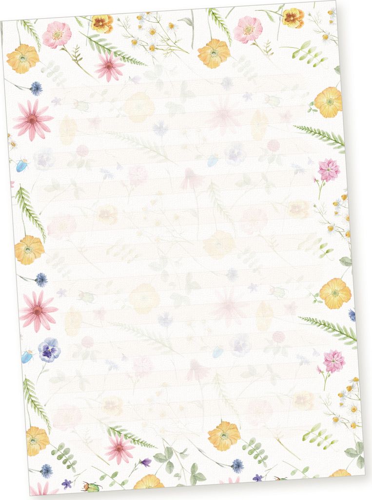 Schreibblöcke DIN A4 liniert Flora-Bianca (2 Stück) Briefpapier Linien Block mit Blumen und besonders feiner Lineatur