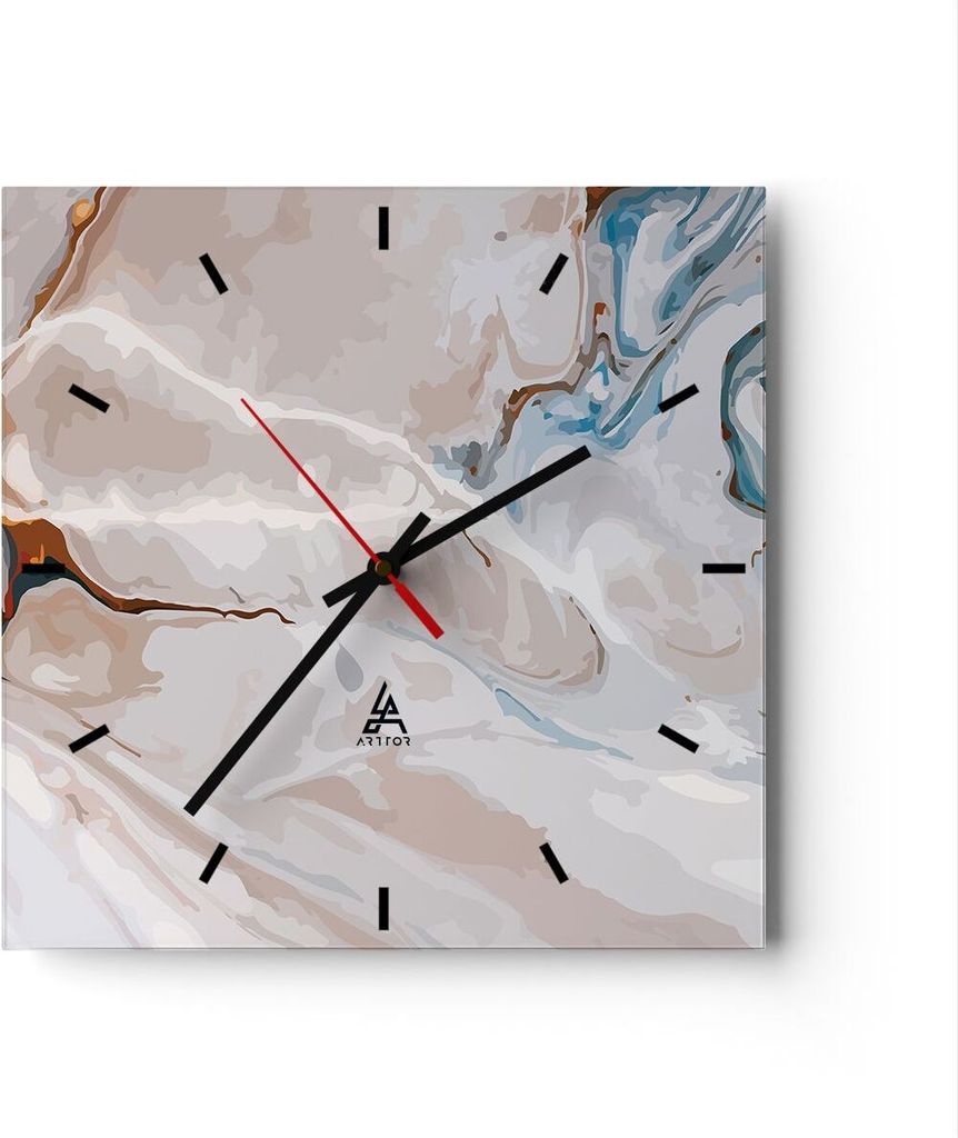 Wanduhr - Quadrat - Glasuhr - Abstraktion modern - 30x30cm - Schleichendes Uhrwerk - Lautlos - zum Aufhängen bereit - Dekoration Modern - Wanddeko...