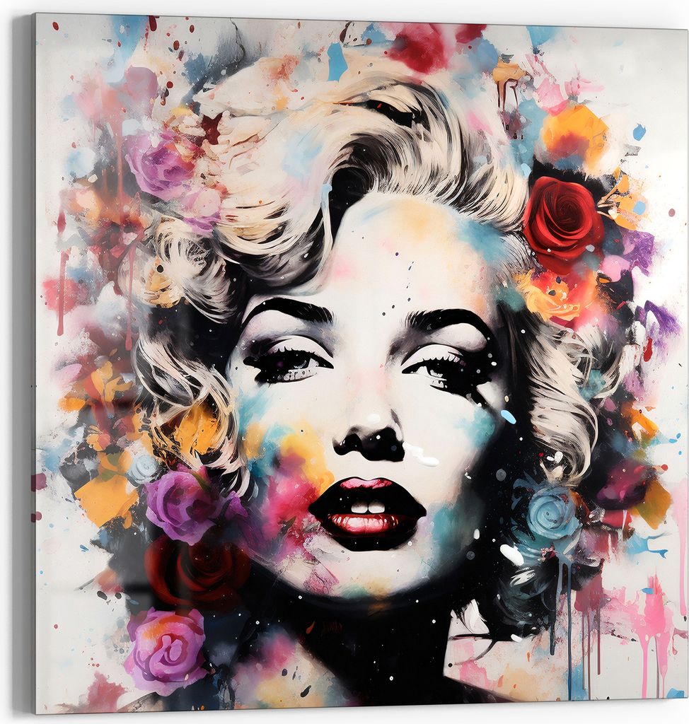DEQOART Glasbild Echtglas 50x50 cm 'Blütenzauber Hollywood' Wandbild Bild modern Deko