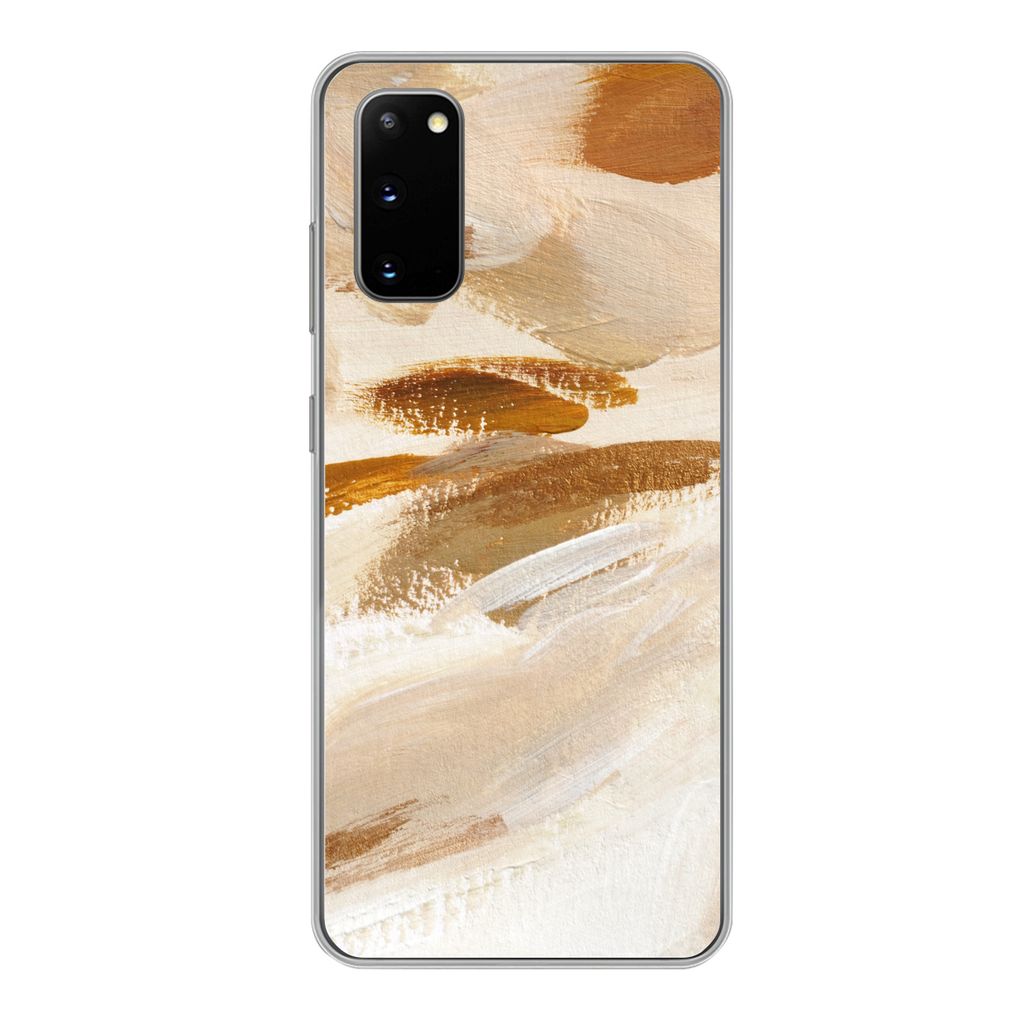 MuchoWow Handyhülle Schutzhülle Hülle für Samsung Galaxy S20 Farbe - Beige - Weiß Silikon Softcase Handy Hülle - Bild