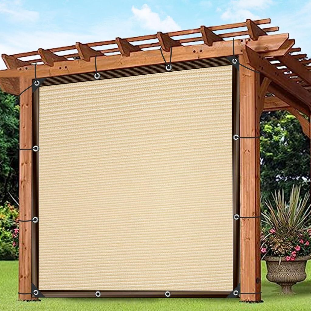 Viereckiges Sonnensegel, Schattennetz mit Ösen, atmungsaktiv, Sonnenschutz, Netz, Outdoor, Schattennetz für Gewächshaus, Terrasse, Garten, Pflan...