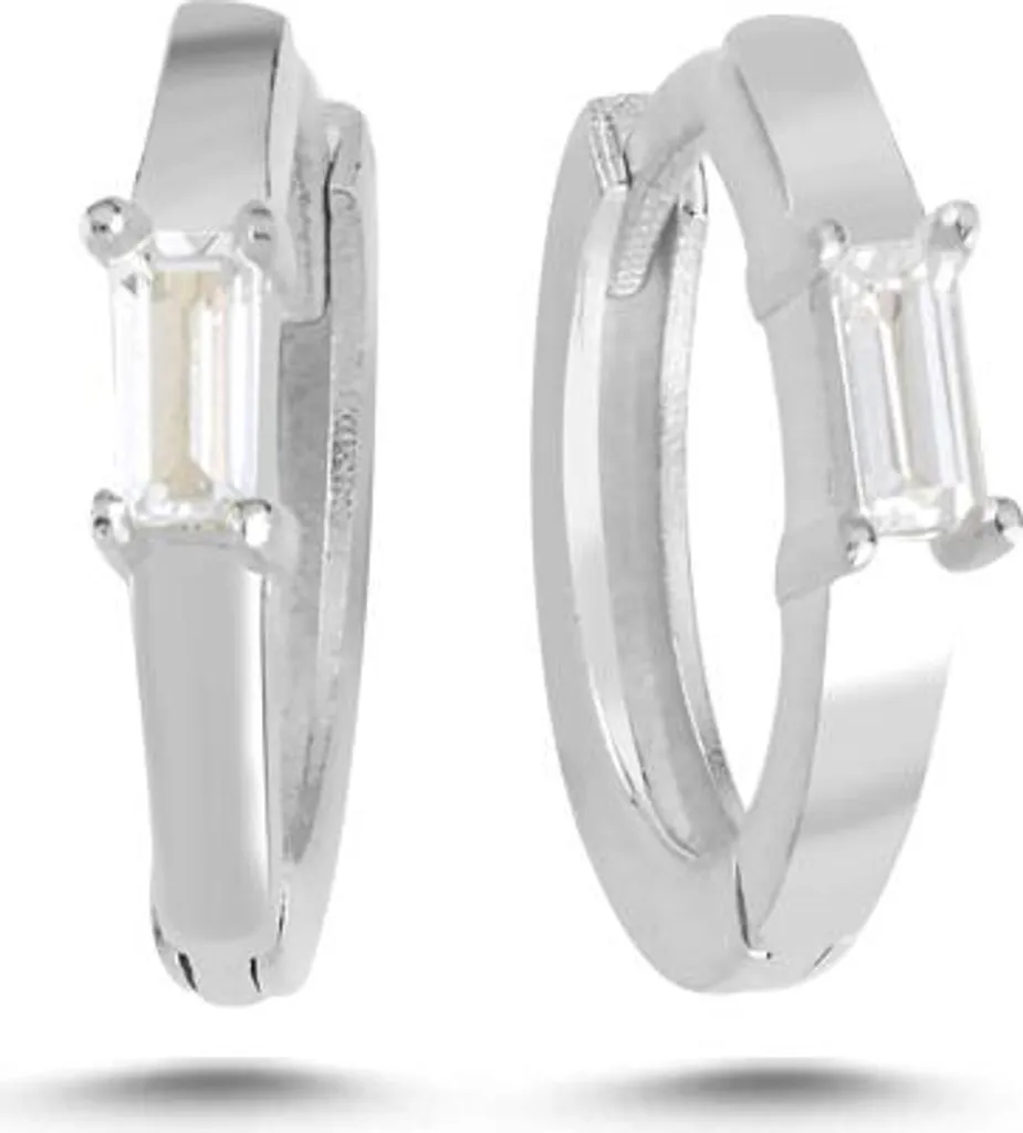 Créoles Halka pour femme en argent massif et pierres taille baguette