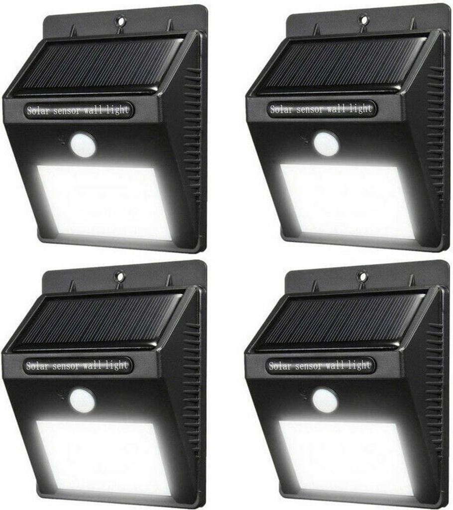 6 pièces 150 LED Lampe solaire murale avec détecteur de Image du produit 