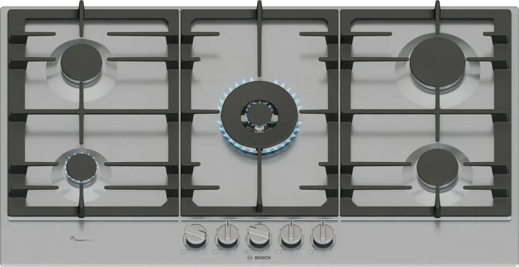 Bosch Série 6 PCR9A5I90 Table de cuisson gaz 90cm inox 5 foyers