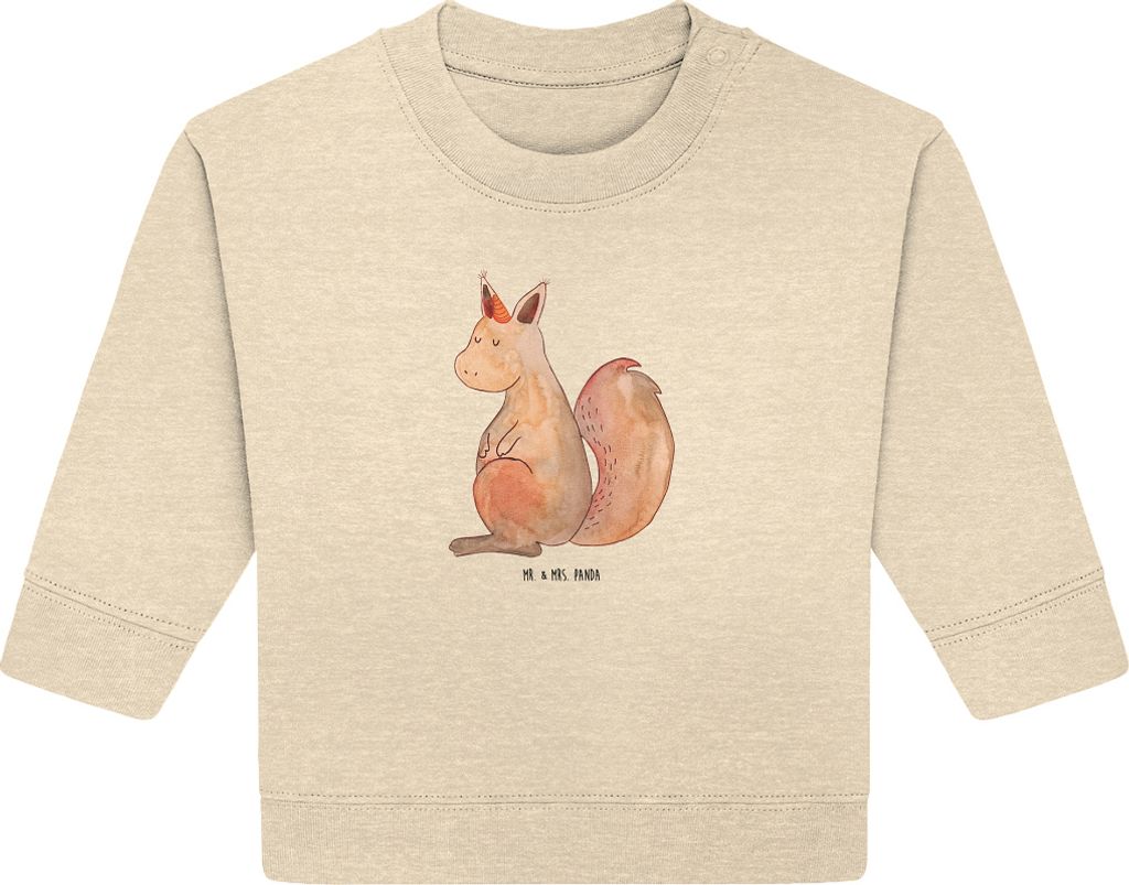 Mr. & Mrs. Panda Organic Baby Pullover Einhorn Glauben 12. - 18. Monat - Natural Raw - Geschenk, Bullover, Eichhörnchen, Eichhorn, Einhörner, Ein...
