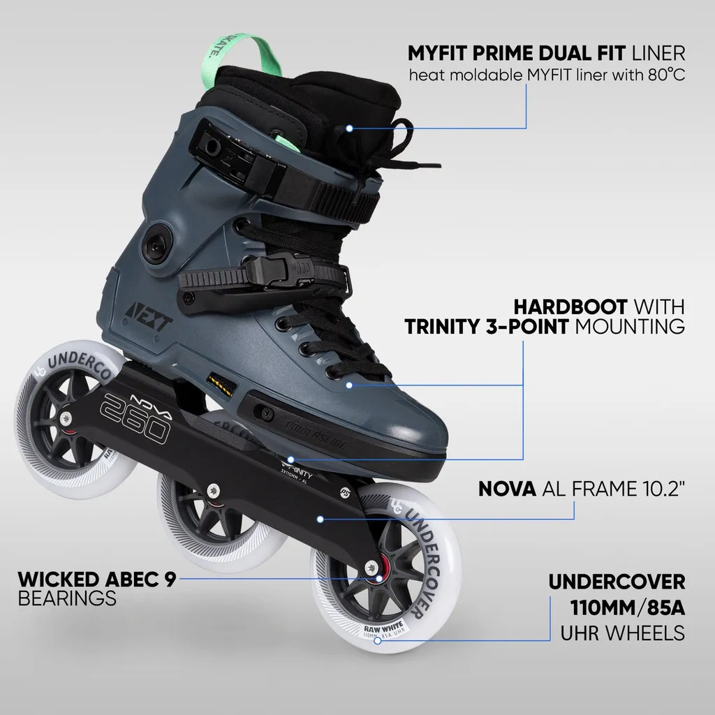 Roller Powerslide Next Pro 110 Bleu avec Platine Trinity et Roues 110mm