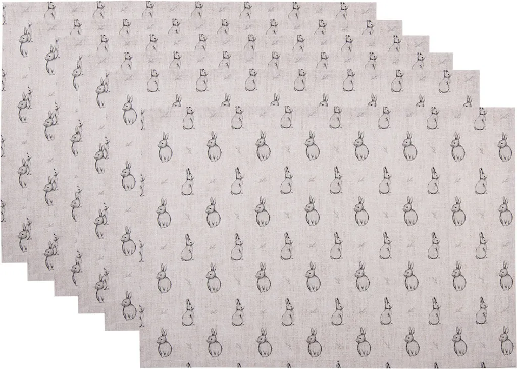 Set 6 Sottopiatti Cotone Clayre & Eef con Coniglio Pasquale 48x33 - 1