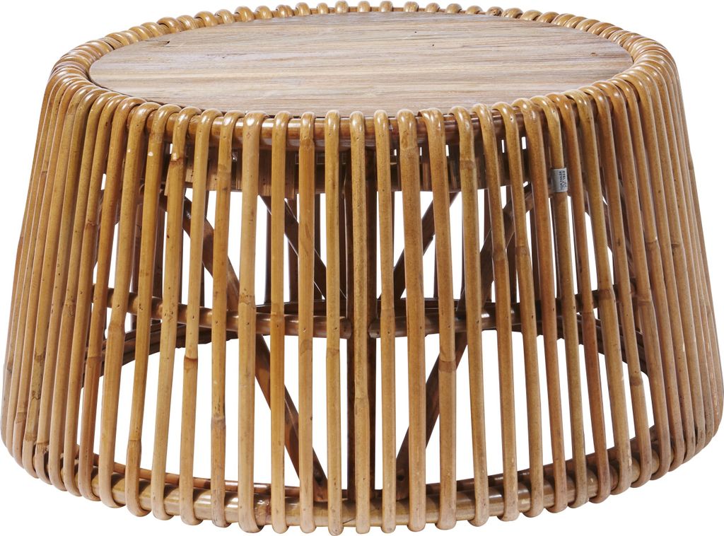 SIT Möbel Beistelltisch aus Rattan | rund | Platte Teakholz | natur | B 69 x T 69 cm H 38 cm | 05345-01 | Serie RATTAN