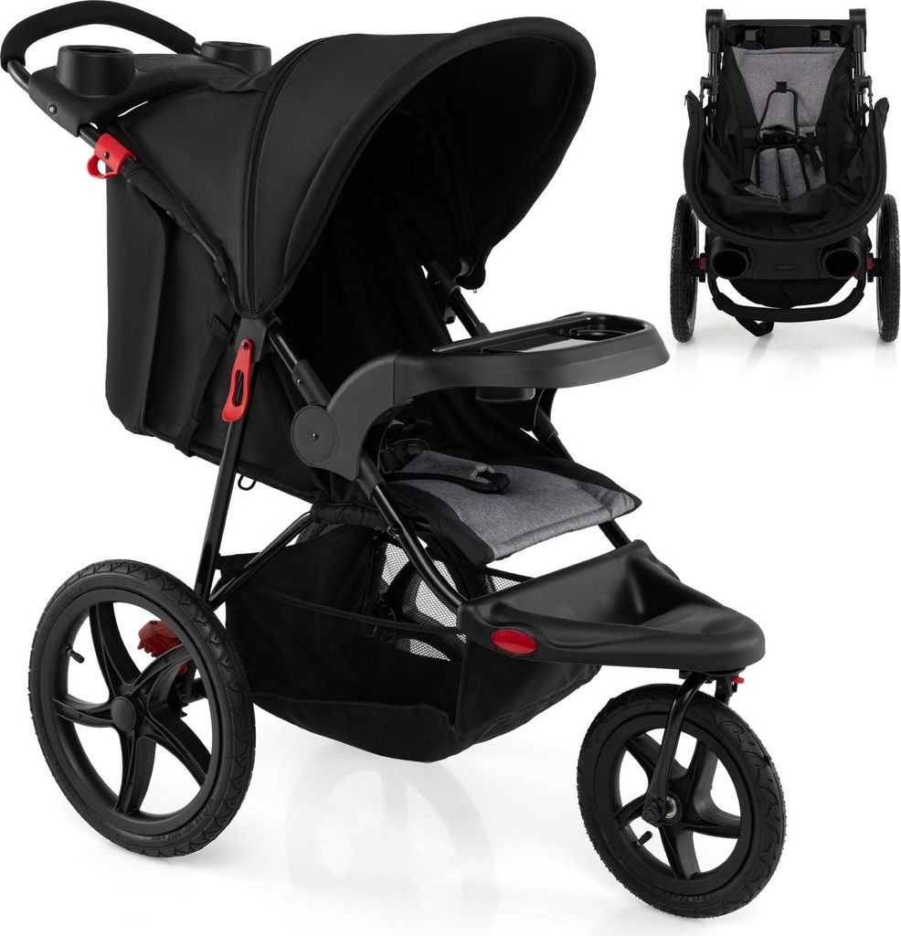 Jogging-Kinderwagen, faltbar mit verstellbarem Verdeck und Produktbild 