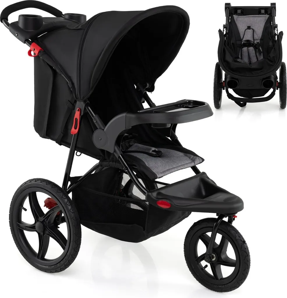Poussette running pliable tout-terrain avec capote de protection