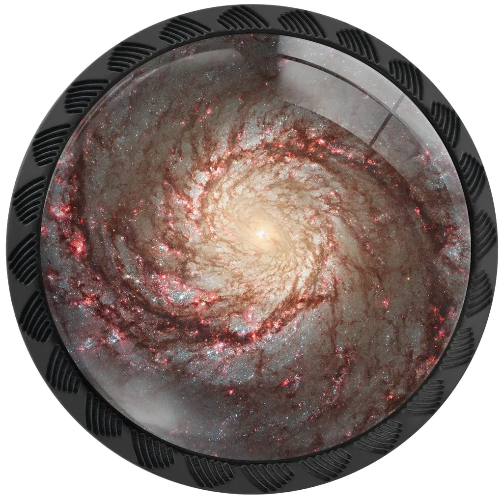 Lot de 4 boutons de meuble Universe Galaxy ronds noirs pour commode