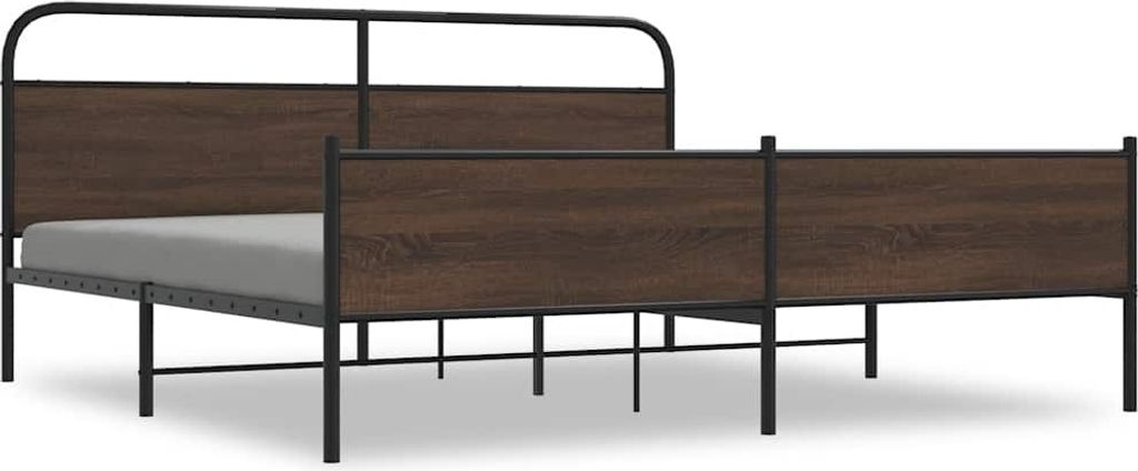 vidaXL Metallbett ohne Matratze Braun Eichen-Optik 183x213 cm