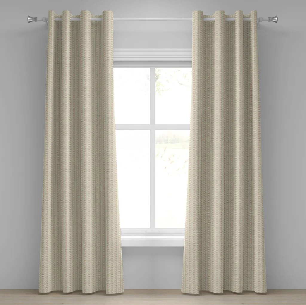 Tenda con Occhielli ABAKUHAUS Vintage 280x245 cm Rosa e Crema