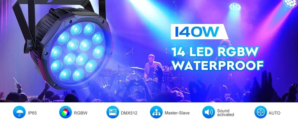 Projecteur LED PAR Étanche 140W - Solution Éclairage Extérieur DMX512 - 6