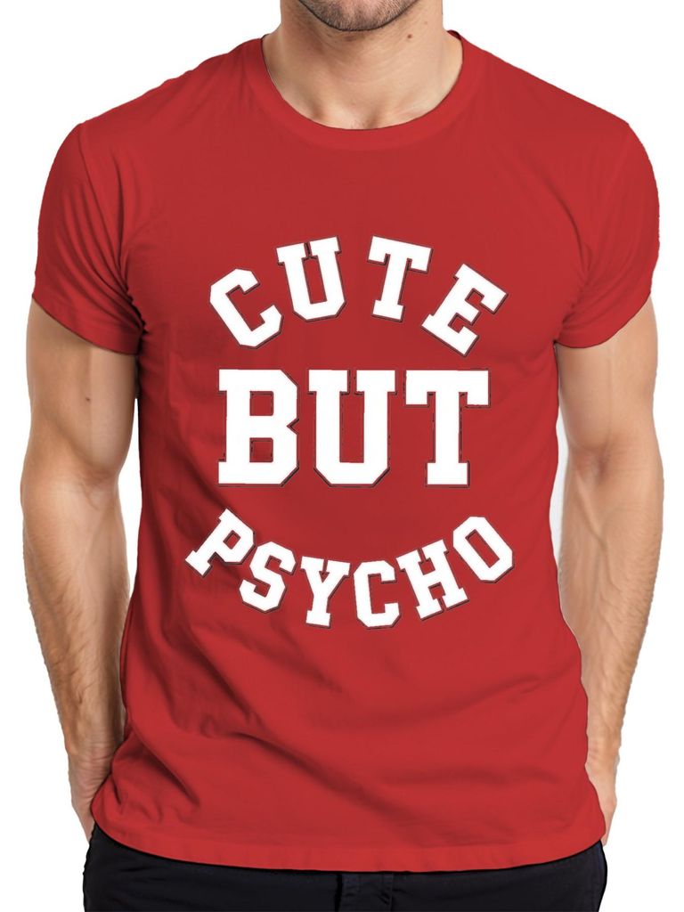 Cute But Psycho Frauen Geschenk Geburtstag Lustig Retro Herren T-Shirt, Rot, S