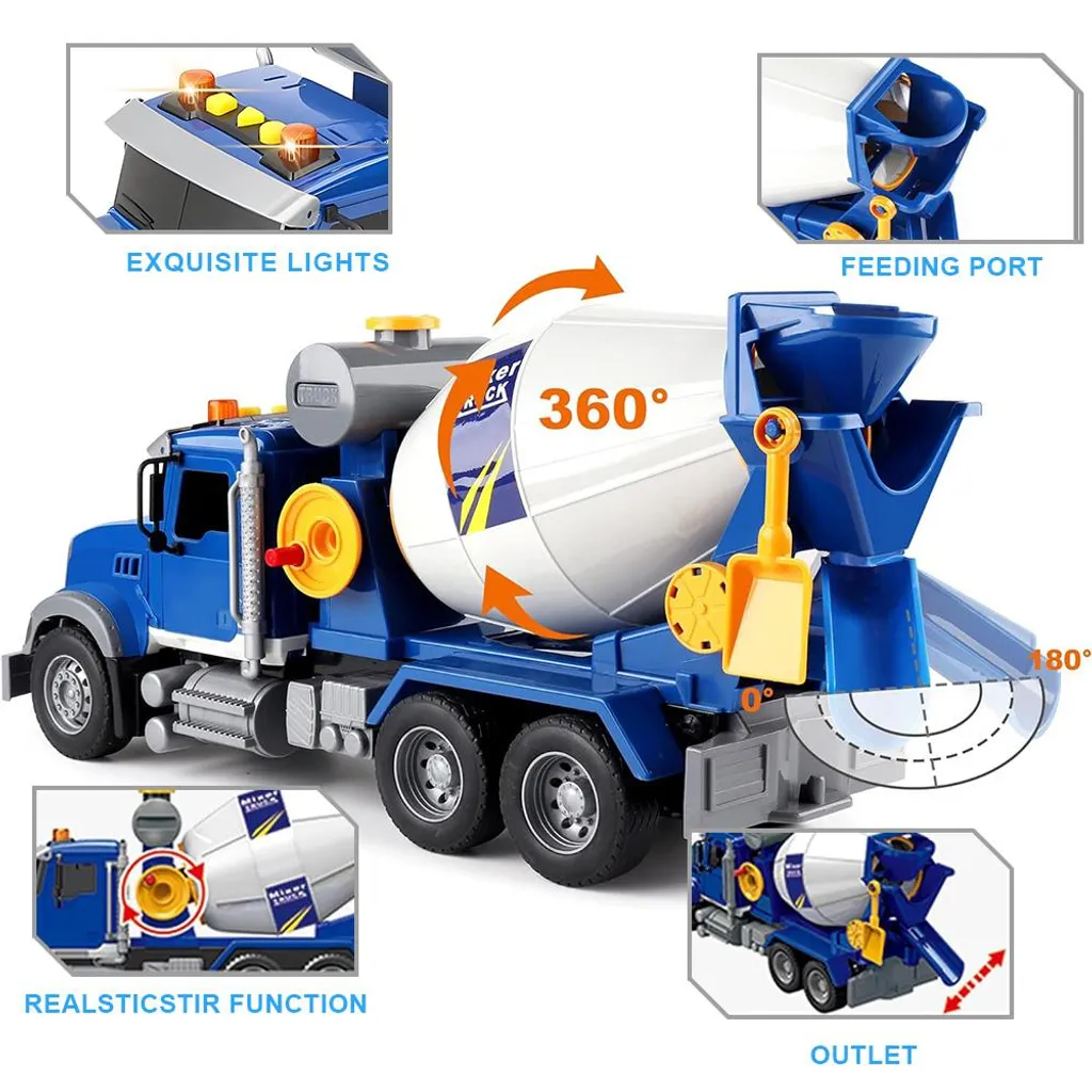 Grand camion mélangeur jouet pour enfant véhicule de chantier béton