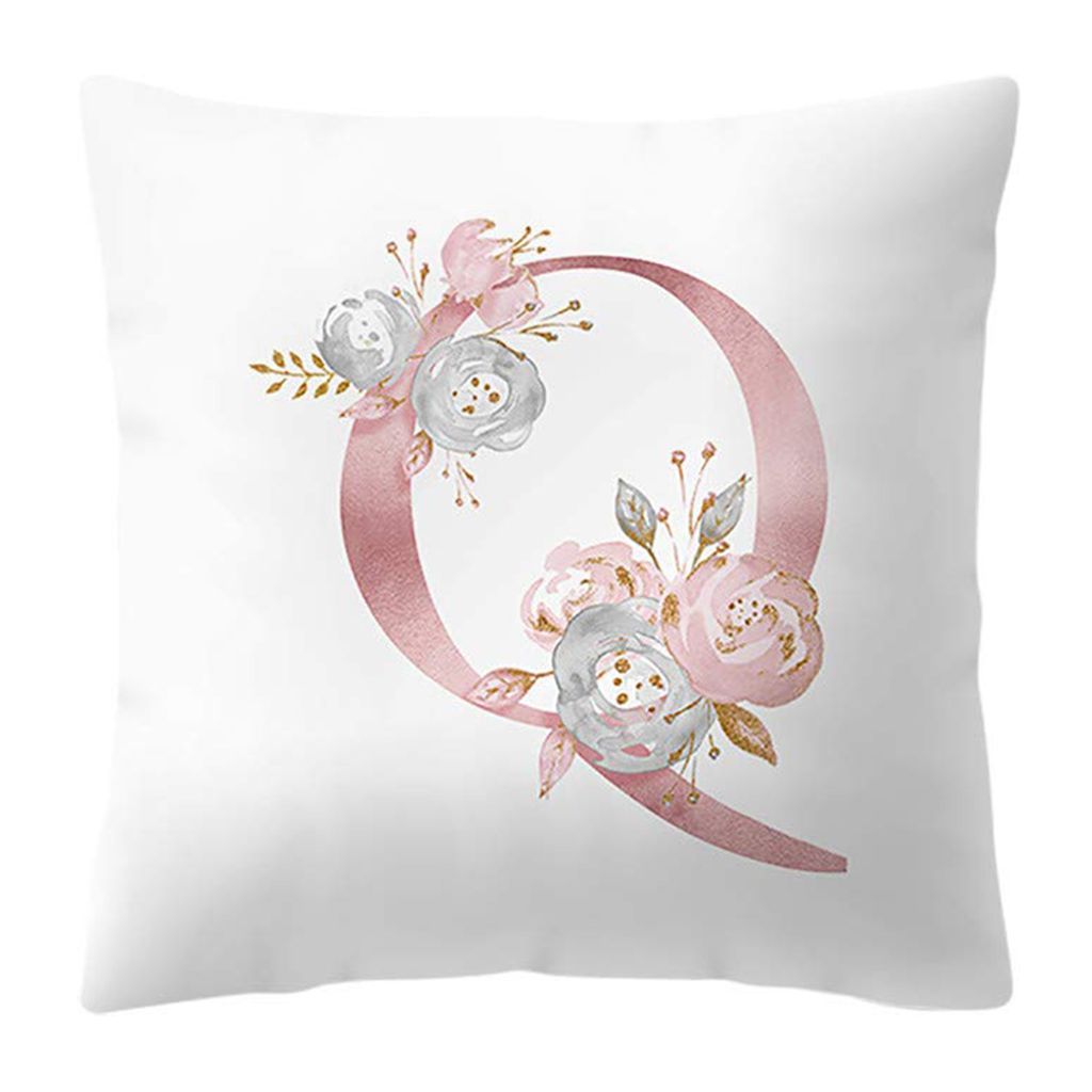 Microfiber Peach Cushion Cover, Letter Q, 44cmx44cm