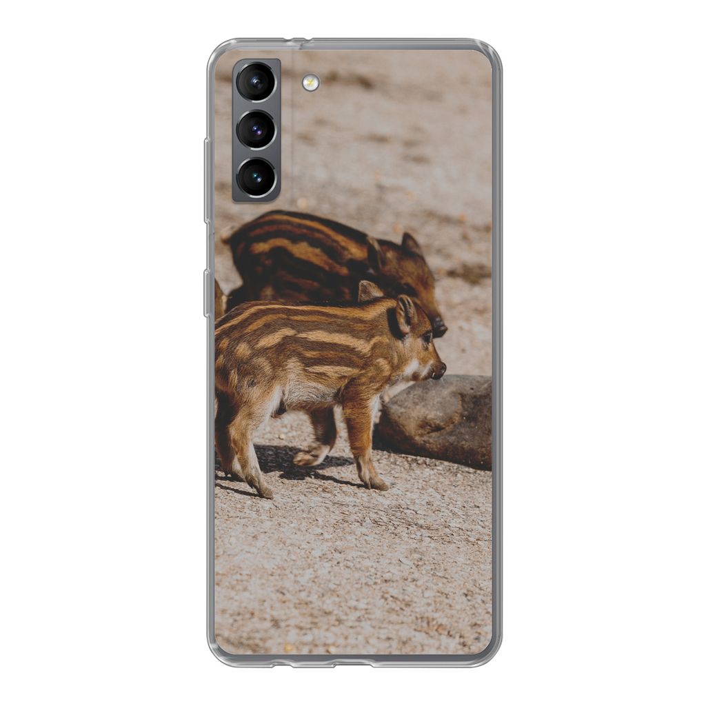 MuchoWow Handyhülle Schutzhülle Hülle für Samsung Galaxy S21 Plus Baby - Wildschweine - Wild Silikon Softcase Handy Hülle - Handy-Tasche