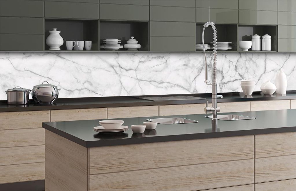Küchenrückwand Ziegelwand Weiß Premium Hart-PVC 0,4 mm selbstklebend Größe:Materialprobe A4 Direkt auf die Fliesen