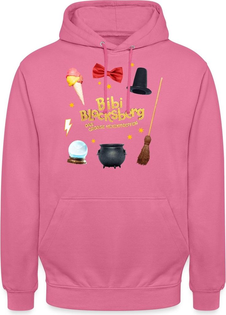 Spreadshirt Bibi Blocksberg Film Mit Hexenzubehör Und Logo Uni Hoodie, S, Pink