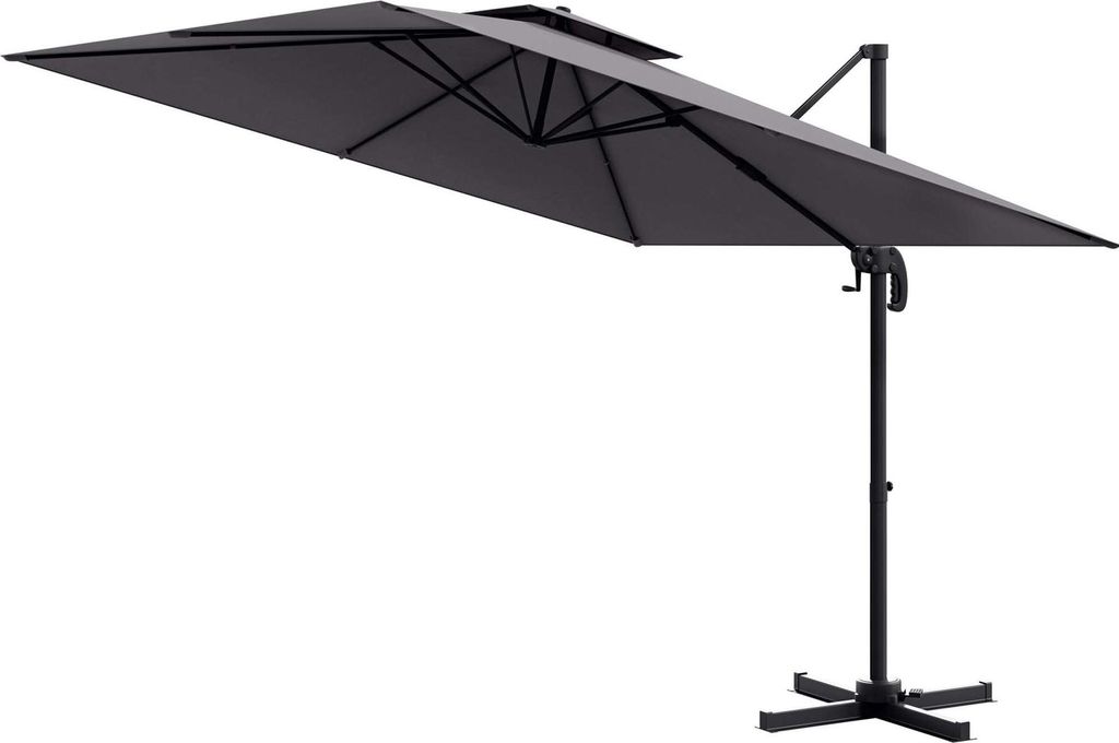 di volio Sonnenschirm FUSCADO - Ampelschirm mit Ständer 296x296 cm, UV 50+, drehbar & neigbar - grau