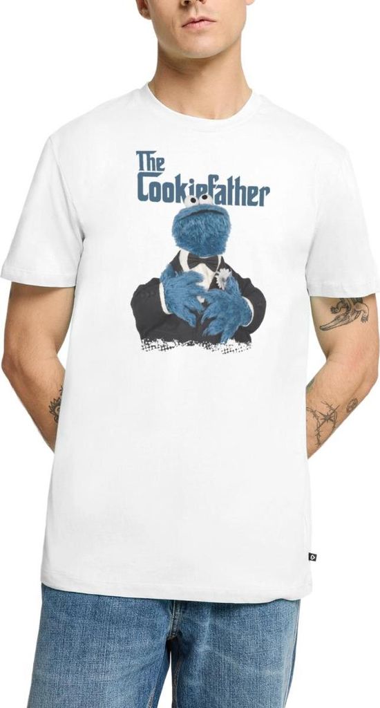 Spreadshirt Sesamstraße The Cookiefather Männer Premium T-Shirt, 4XL, Weiß
