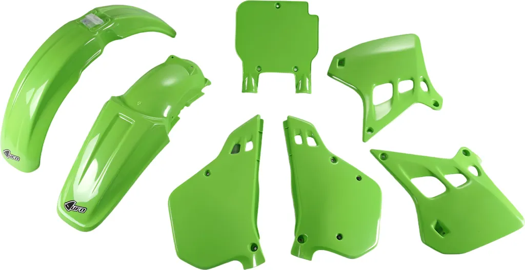 Kit carénage UFO Plast 7 pièces vert pour moto cross Kawasaki KX