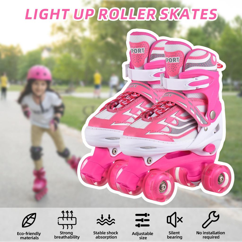 Leuchtende Rollschuhe für Kinder, perfekt für Mädchen im Alter von 5–8 Jahren, ideale Rollerblades von 6–12 Jahren, verstellbare Größe fü...