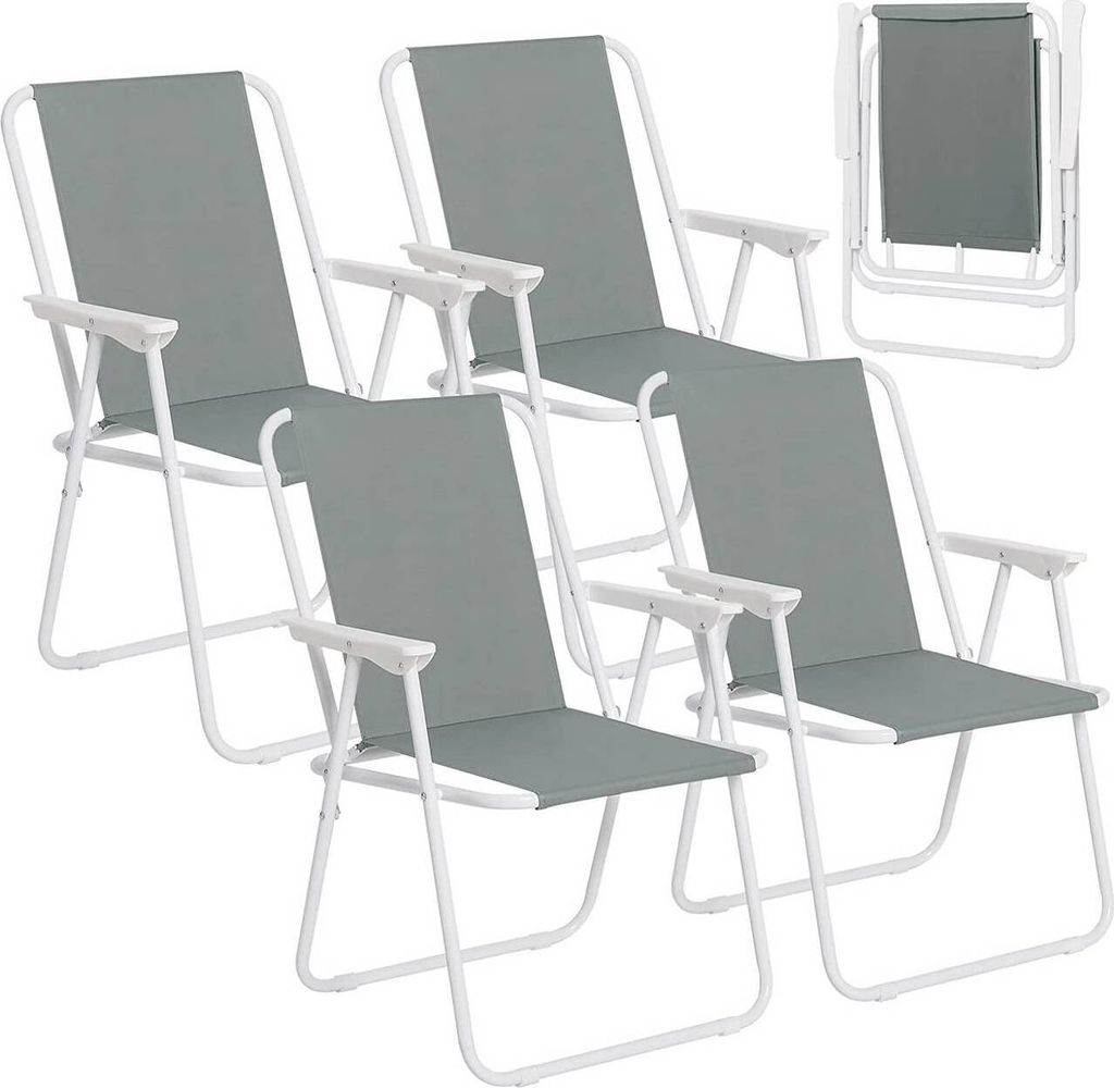 WOLTU Klappstuhl Gartenstuhl 4er-Set, Klappbarer Kunststoff-Stuhl, Campingstuhl Faltbar für Garten & Camping, Angelstuhl Faltstuhl Leichter, Dunke...