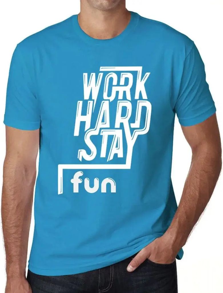 Herren Grafik T-Shirt Hart arbeiten Spaß haben – Work Hard Stay Fun – Öko-Verantwortlich Vintage Jahrgang Kurzarm Lustige Druck Geburtstag Ge...