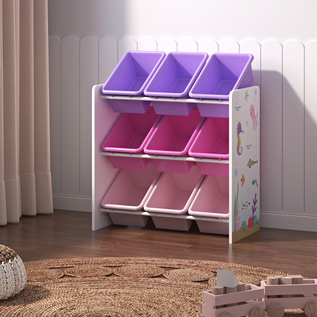 Detský regál "Muxía" s 9 úložnými boxmi s motívom oceánu 60 Obrázok produktu 