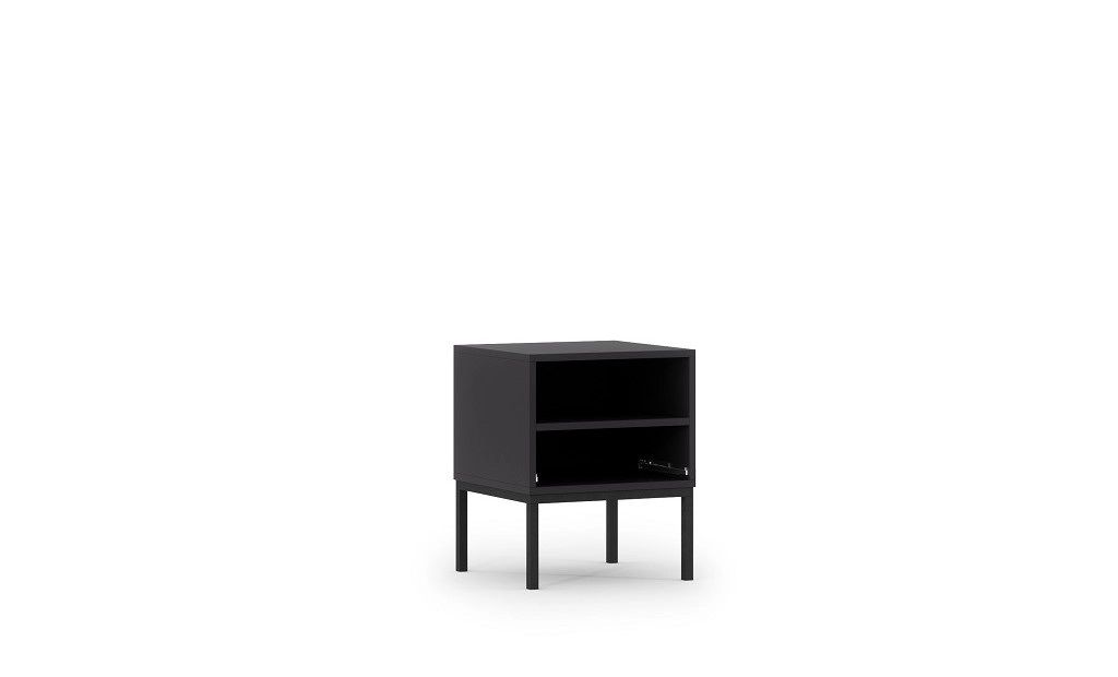 Schlaftisch, Couchtisch, Kaffeetisch, Wohnzimmertisch, Sofatisch, Goldene Griffe - 50 x 40 x 40 cm - Katia (Schwarz mat / Schwarz mat)