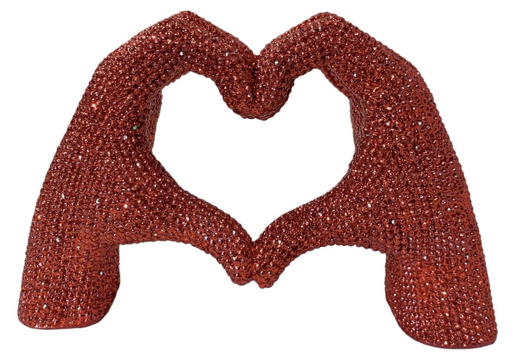 1/2 Stück Glitzernde Liebesgesten-Figur, Herzförmige Hand, Harzstatue, Skulptur, Valentinstag-Dekoration für Schreibtisch, Bücherregal, Ornament