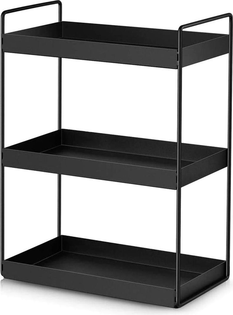 3-stufiges freistehendes Regal Küchenunterschrank - Organizer für Badezimmer und Küche - 1 - schwarz - Metall