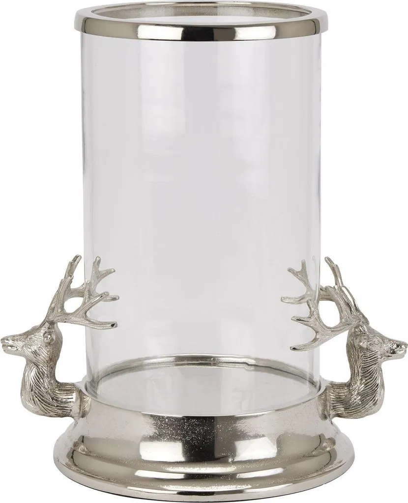 Lanterne Hurricane Tête de Cerf Hill Interiors HI4822 Argentée Déco
