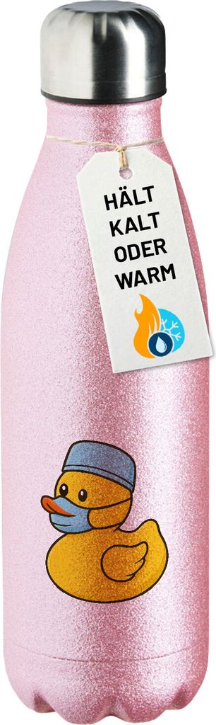 Huuraa Trinkflasche Quietscheente Gesundheits- und Krankenpflege Comic Gummiente 500ml Pink Edelstahl Wasserflasche Trinkflasche Geschenkidee