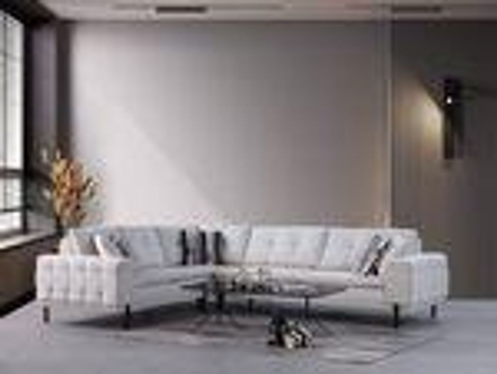 Wall Street Ecksofa Farbe:Grauweiß, Füße:Metall-Schwarz, Langer Schenkel:Rechts, inkl. Kissen