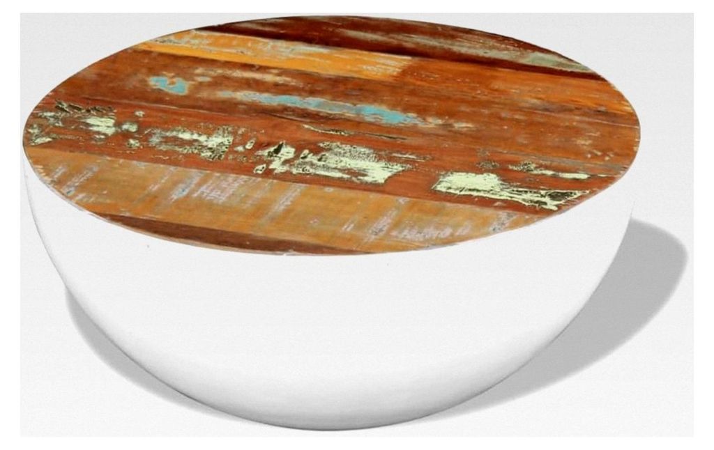 Couchtisch, schalenförmig, aus massivem Altholz, 60 x 60 x 30 cm