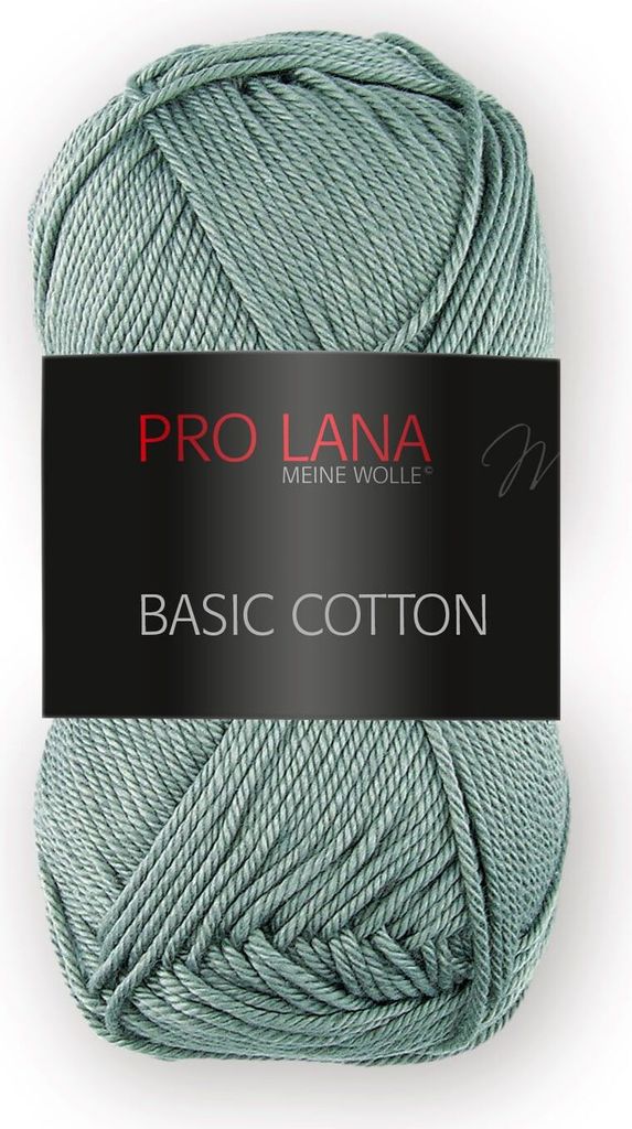Pro Lana BASIC Baumwolle Baumwollgarn 50 g ideal für Kleidung, Spielzeug, Accessoires 125 m Farbe 073 - graugrün