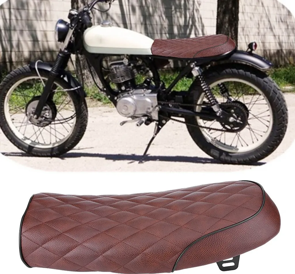 Sella Vintage Marrone Moto Cafe Racer Universale Flat Diamond Brown